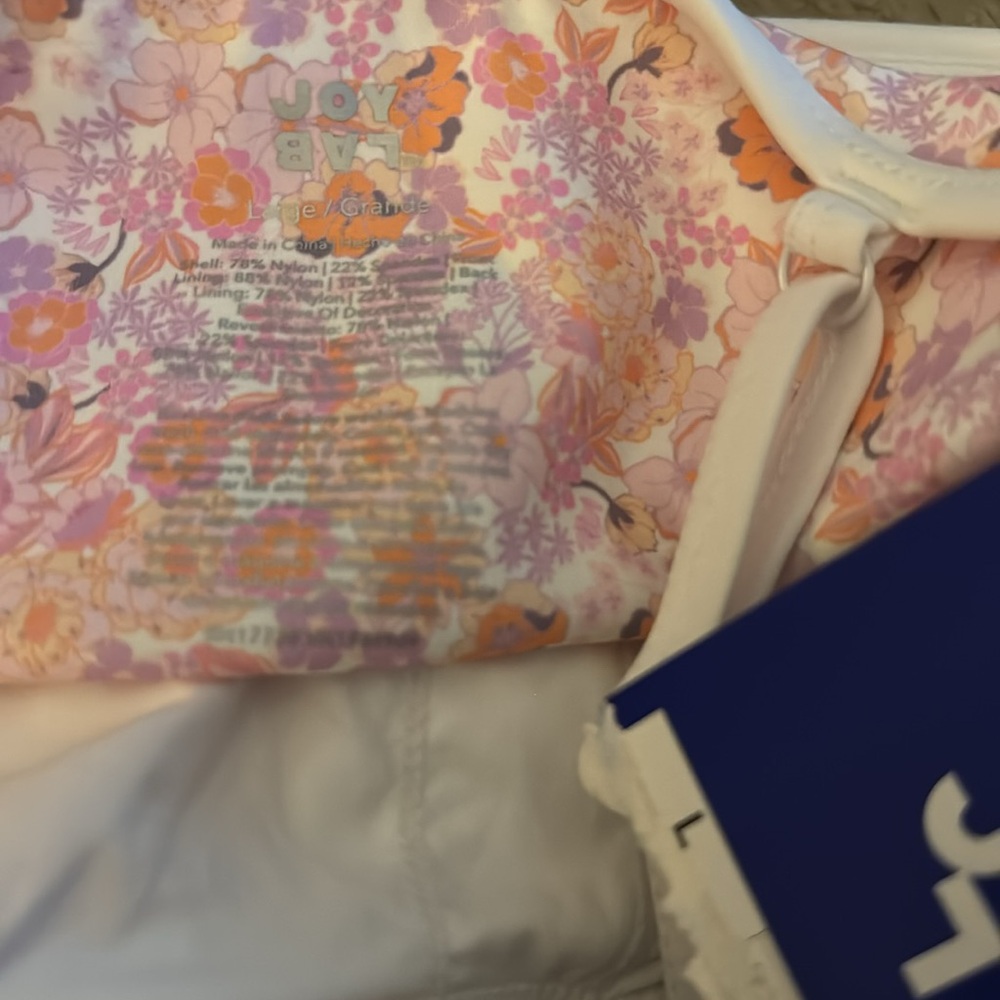 JoyLab Women's Piped Sports Bra Pink Floral Print - Picture 5 of 5